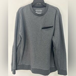 Municipal Men’s Sport Utility Gear Gray Crewneck Sweatshirt Zip Pocket Sz XL